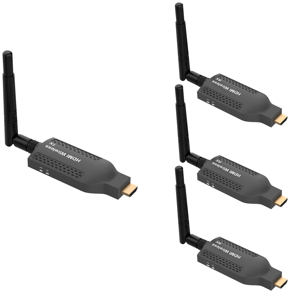 Portable 1080P@60FPS Wireless HDMI Transmitter & Receiver Kit – 492ft Range, 1-to-4 Multi-Screen, H.265