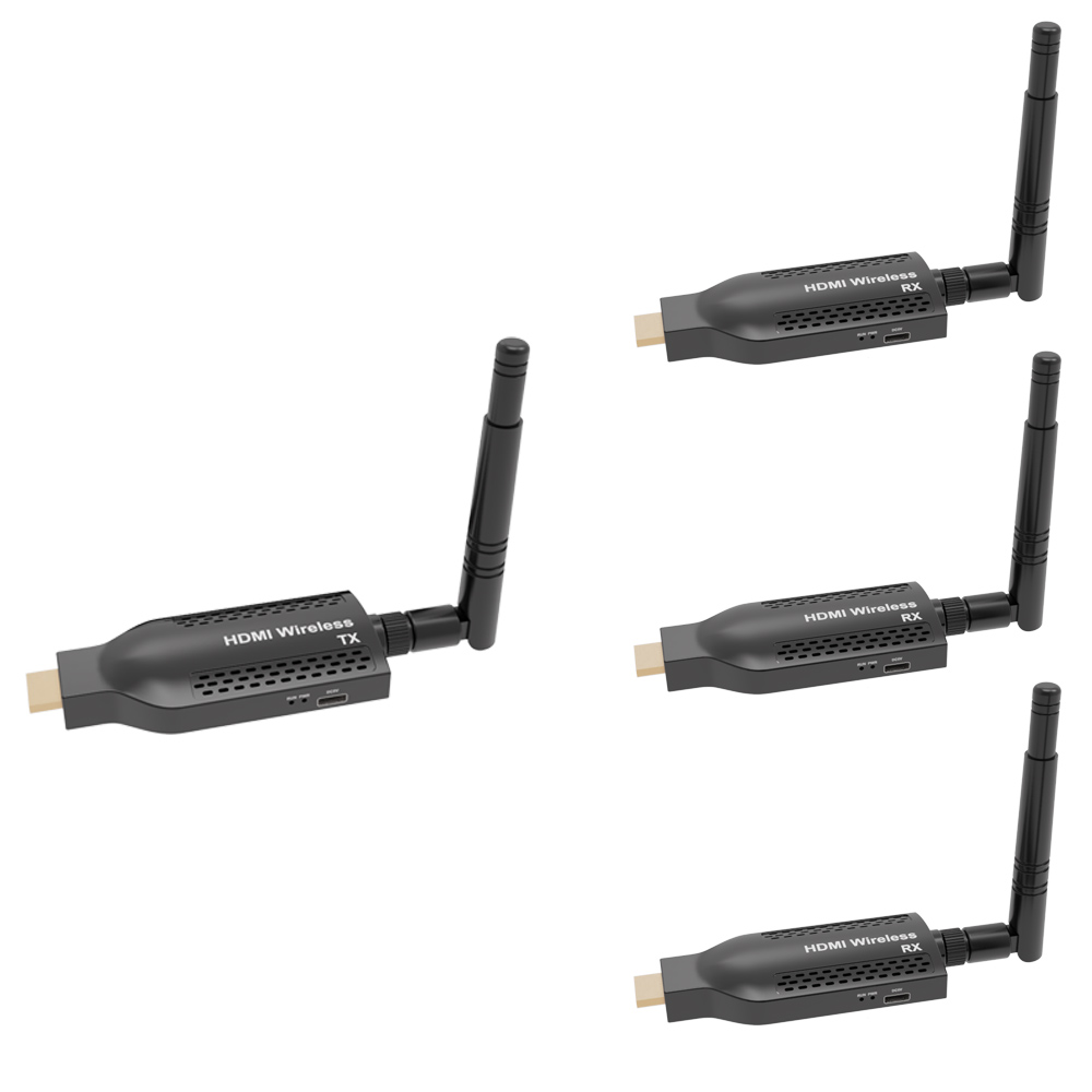 Portable 1080P@60FPS Wireless HDMI Transmitter & Receiver Kit – 492ft Range, 1-to-4 Multi-Screen, H.265