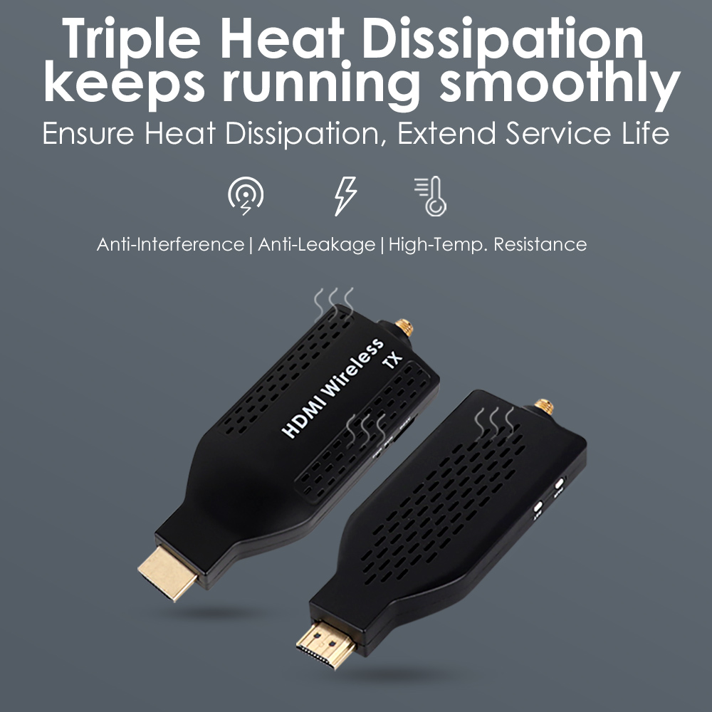 Portable 1080P@60FPS Wireless HDMI Transmitter & Receiver Kit – 492ft Range, 1-to-4 Multi-Screen, H.265