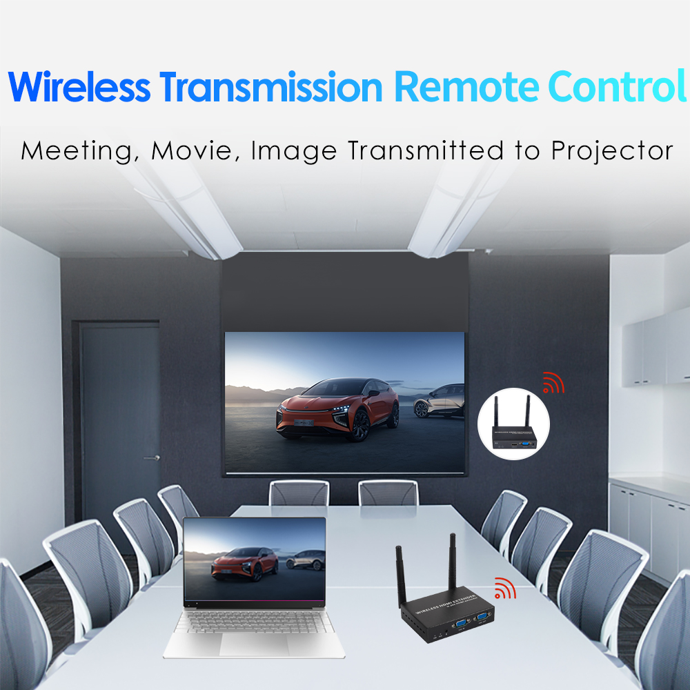 1080P@60FPS Wireless VGA & HDMI Extender – 656ft Range, 1-to-8 Receivers, Industrial-Grade