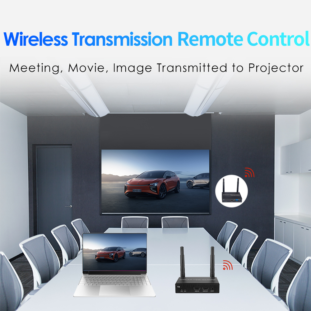 1080P@60FPS Wireless HDMI & VGA Extender – 328ft Range, 1-to-4 Receivers, Dual Output Support