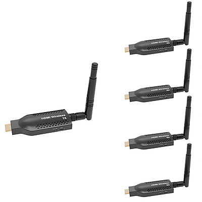 Portable 4K@30Hz HDMI Extender for Laptops & Cameras – USB-C Power, 492ft Range, 1-to-4 Multi-Screen, H.265