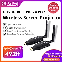 Portable 4K@30Hz HDMI Extender for Laptops & Cameras – USB-C Power, 492ft Range, 1-to-4 Multi-Screen, H.265