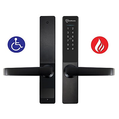 McGrath Stafford Digital Lock With Raised Buttons and DDA Compliant Handles, Black Finish with 60/70mm Adjustable Latch