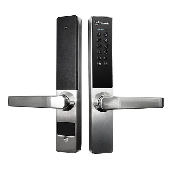 McGrath Stafford Digital Lock With Raised Buttons and DDA Compliant Handles, Satin Nickel Finish with 60/70mm Adjustable Latch