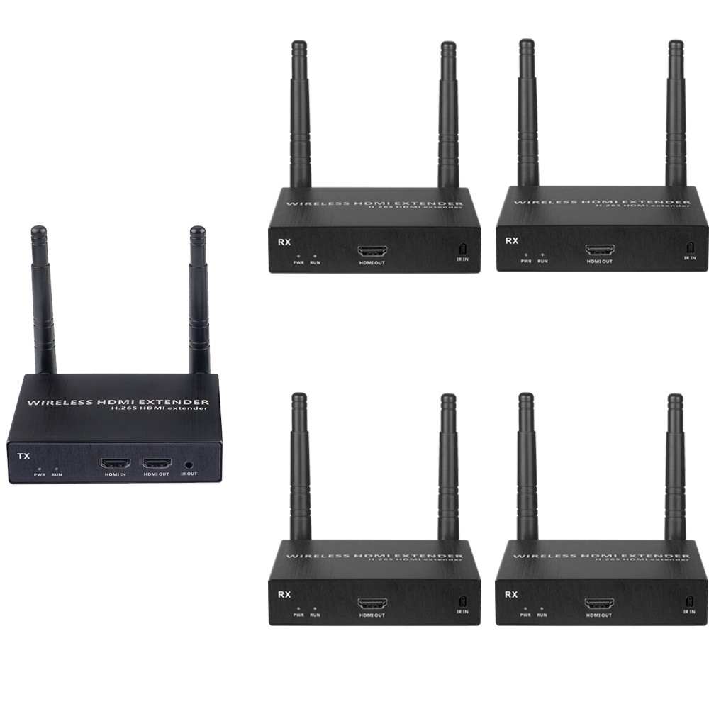1080P@60FPS Wireless HDMI Extender Kit – 328ft Range, 1-to-4 Receivers, Plug-and-Play Setup