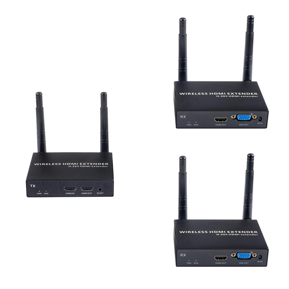 1080P@60FPS Wireless HDMI & VGA Extender – 328ft Range, 1-to-4 Receivers, Dual Output Support