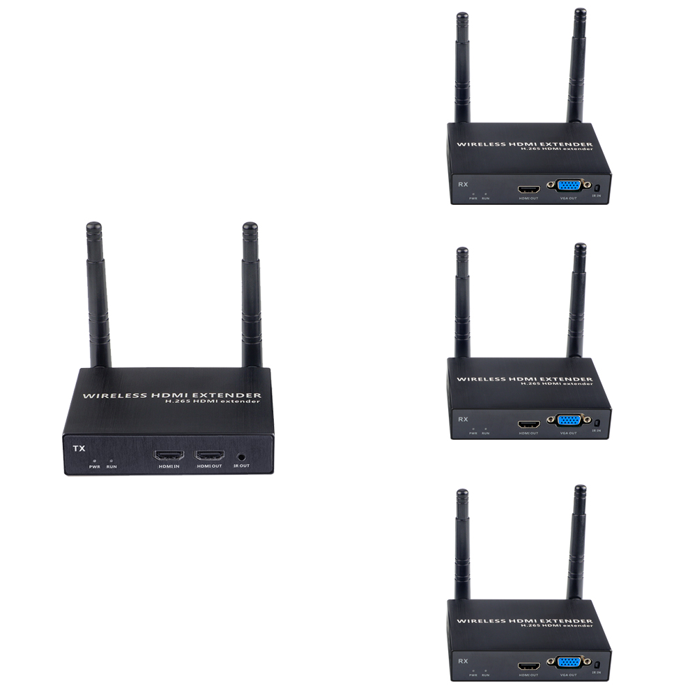 1080P@60FPS Wireless HDMI & VGA Extender – 328ft Range, 1-to-4 Receivers, Dual Output Support