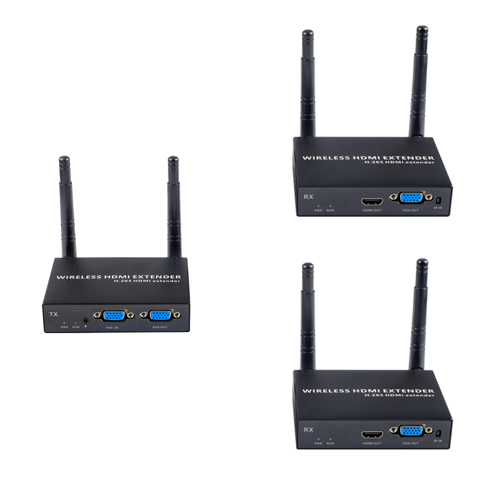 1080P@60FPS Wireless VGA & HDMI Extender – 656ft Range, 1-to-8 Receivers, Industrial-Grade