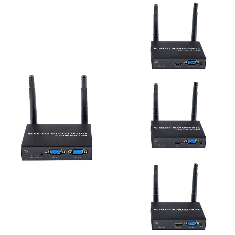 1080P@60FPS Wireless VGA & HDMI Extender – 656ft Range, 1-to-8 Receivers, Industrial-Grade