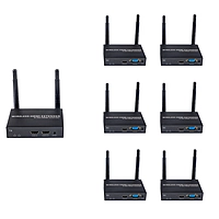 1080P@60FPS Wireless HDMI & VGA Extender – 656ft Range, 1-to-8 Receivers, Dual Output Support