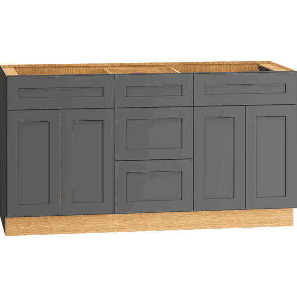OMNI VANITY SINK THREE DRAWER BASE 21" DEEP - GRAPHITE