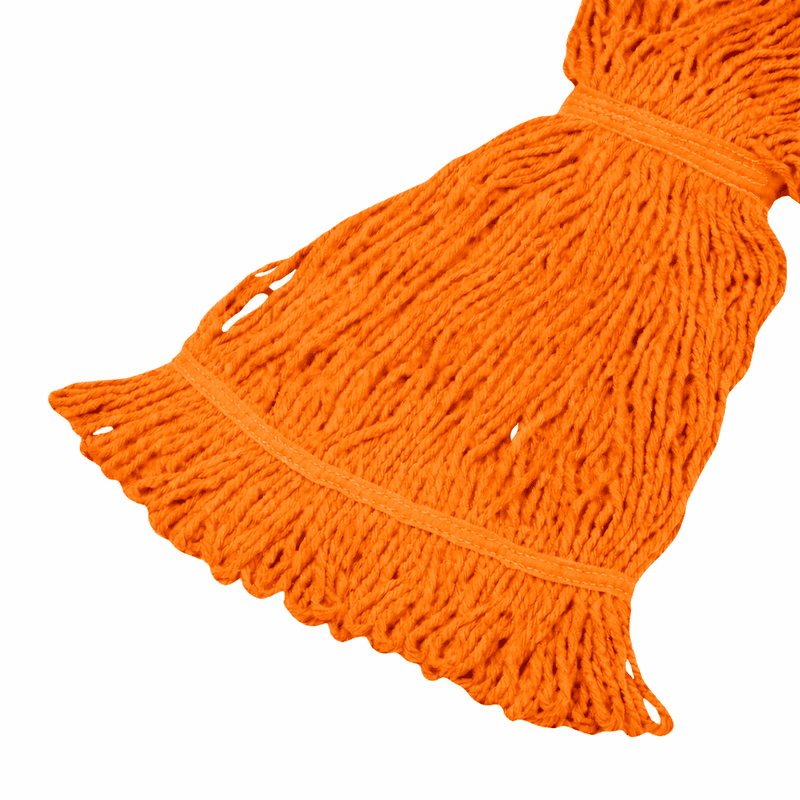 Mopa de algodón color naranja de 450 gramos para limpieza institucional de pisos