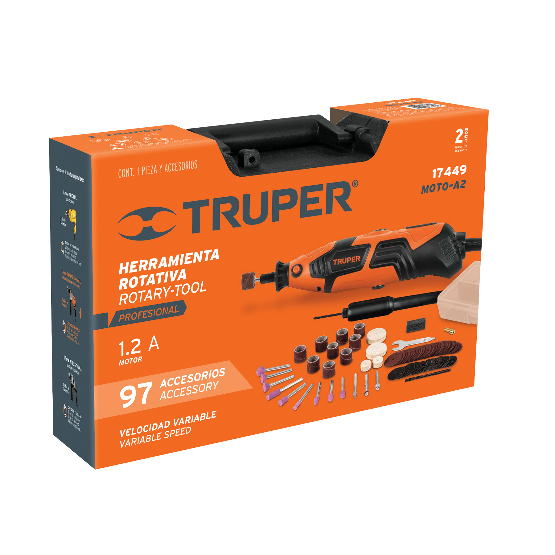 Herramienta rotativa profesional 150 W con 97 accesorios - MOTO-A2 / 17449