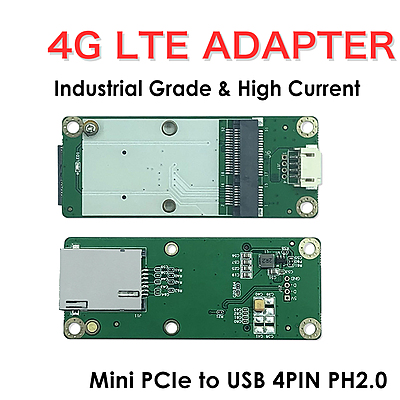 4G LTE Mini PCIe to USB 2.0 Adapter with SIM Slot – 4PIN PH2.0 Connector for WWAN Modules Like Quectel EC25/EC20, Ideal for Routers, IoT, CCTV & Embedded Devices