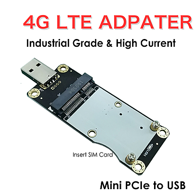 4G LTE Mini PCIe to USB 2.0 Adapter with SIM Slot – Industrial Adapter for Quectel EC25/EC20 and Other WWAN Modules, Ideal for Routers, IoT, CCTV & M2M Devices
