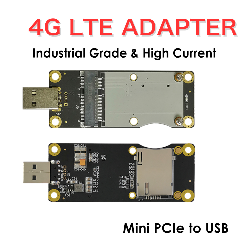 4G LTE Mini PCIe to USB 2.0 Adapter with SIM Slot – Industrial Adapter for Quectel EC25/EC20 and Other WWAN Modules, Ideal for Routers, IoT, CCTV & M2M Devices