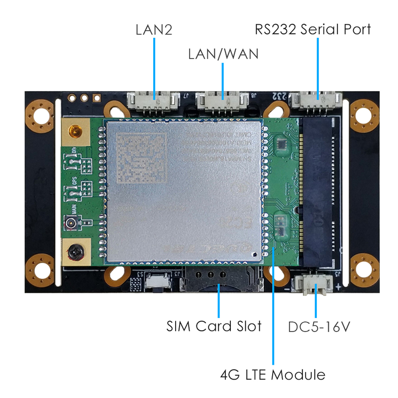 4G LTE Embedded Industrial Router Board with SIM Slot, EG25-G Mini PCIe Global Version, VPN & Data Pass-Through for IoT/M2M Systems