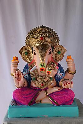 Dagdusheth Ganpati | POP Ganpati | 17 Inches Height | MSKK-0003-POP-17-DAGDU-PSKK-DNOA