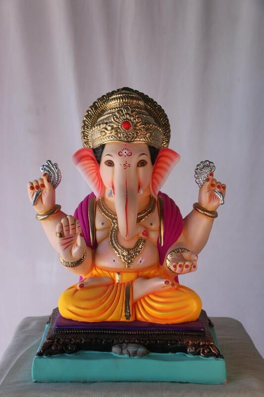 Chaurang Ganpati | POP Ganpati | 17 Inches Height | MSKK-0007-POP-17-CHAUR-PSKK-DNOA