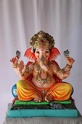 Double Load Mhaisuri Ganpati | POP Ganpati | 18 Inches Height | MSKK-0017-POP-18-DOUBL-PSKK-DNOA