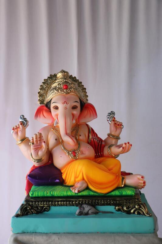 Shinde Peshwa Ganpati | POP Ganpati | 18 Inches Height | MSKK-0021-POP-18-SHIND-PSKK-DNOA