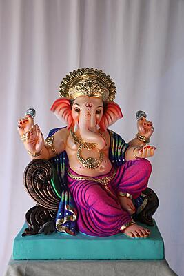 Saavkar Ganpati | POP Ganpati | 20 Inches Height | MSKK-0025-POP-20-SAAVK-PSKK-DNOA