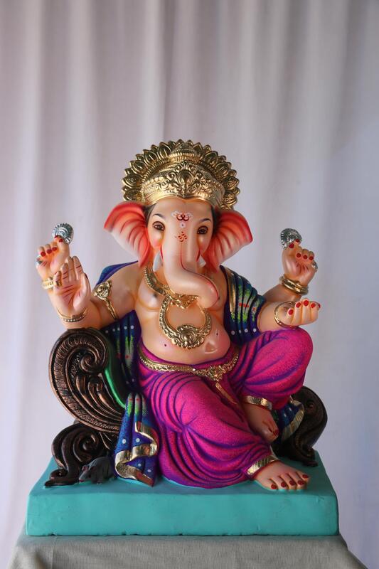 Saavkar Ganpati | POP Ganpati | 20 Inches Height | MSKK-0025-POP-20-SAAVK-PSKK-DNOA