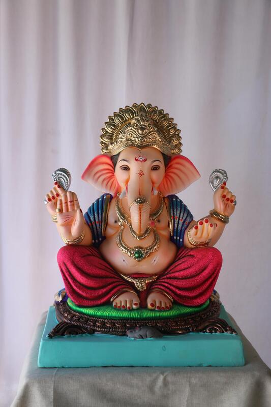 Gol Mhaisuri Ganpati | POP Ganpati | 18 Inches Height | MSKK-0029-POP-18-GOLMH-PSKK-DNOA