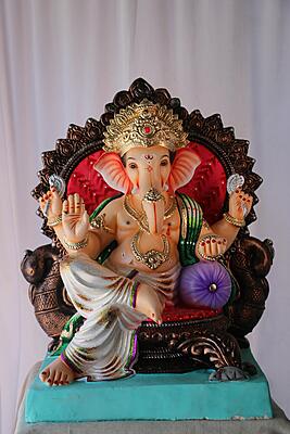 Badam Furniture Ganpati | POP Ganpati | 21 Inches Height | MSKK-0040-POP-21-BADAM-PSKK-DNOA Badam Furniture Ganpati | POP Ganpati | 21 Inches Height | MSKK-0040-POP-21-BADAM-PSKK-DNOA