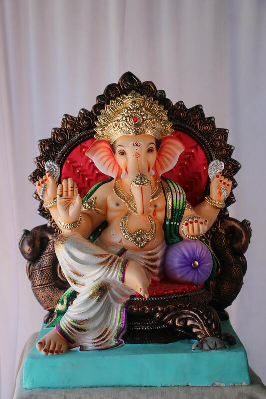 Badam Furniture Ganpati | POP Ganpati | 21 Inches Height | MSKK-0040-POP-21-BADAM-PSKK-DNOA Badam Furniture Ganpati | POP Ganpati | 21 Inches Height | MSKK-0040-POP-21-BADAM-PSKK-DNOA