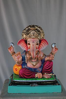 Peshwa Ganpati | Shadu Mati Ganpati | 16 Inches Height | MSKK-0009-SHA-16-PESHW-PSKK-DNOA