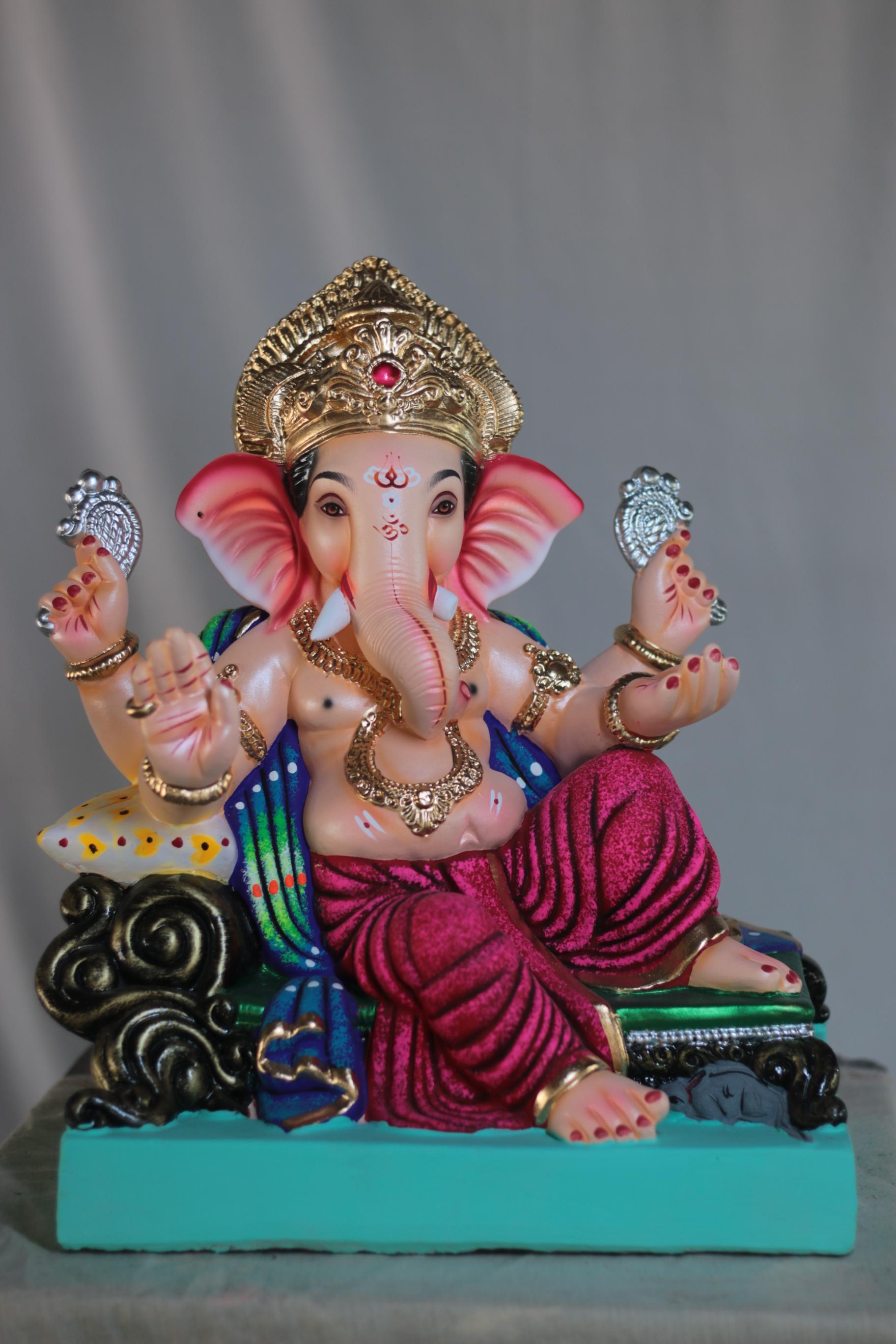 V K Furniture Ganpati | Shadu Mati Ganpati | 15 Inches Height | MSKK-0018-SHA-15-VKFUR-PSKK-DNOA