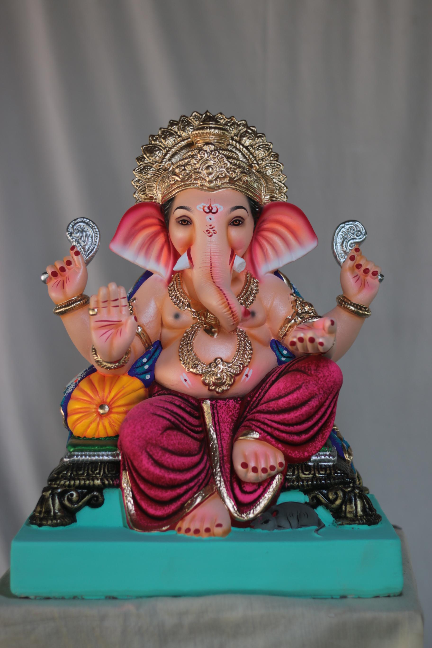 Navin Single Load Ganpati | Shadu Mati Ganpati | 18 Inches Height | MSKK-0025-SHA-18-NAVIN-PSKK-DNOA