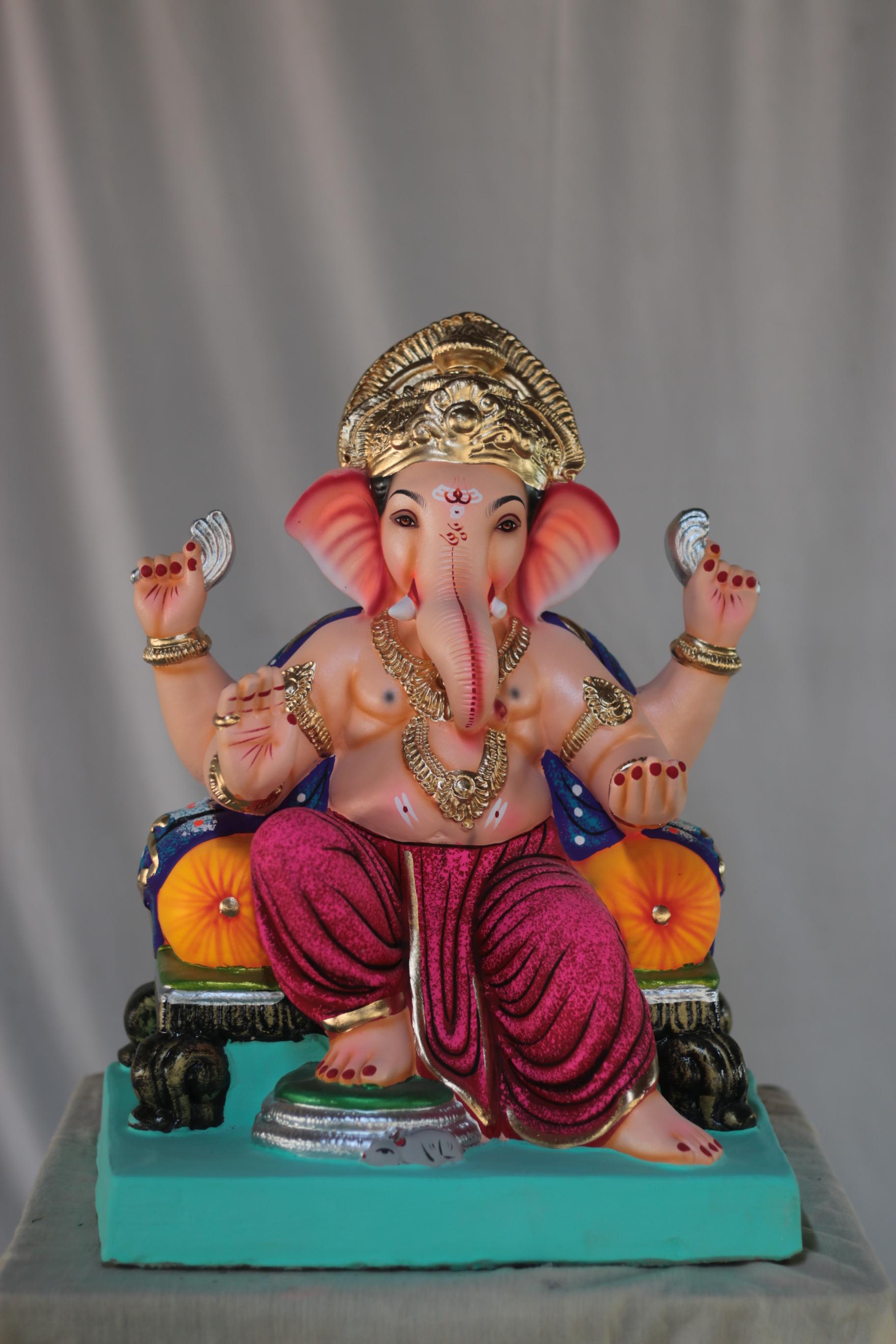 Maharaja Ganpati | Shadu Mati Ganpati | 17 Inches Height | MSKK-0030-SHA-17-MAHAR-PSKK-DNOA