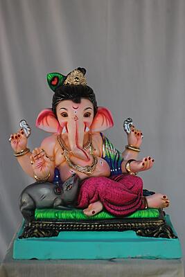 Shinde Baal Ganesh Ganpati | Shadu Mati Ganpati | 17 Inches Height | MSKK-0031-SHA-17-SHIND-PSKK-DNOA