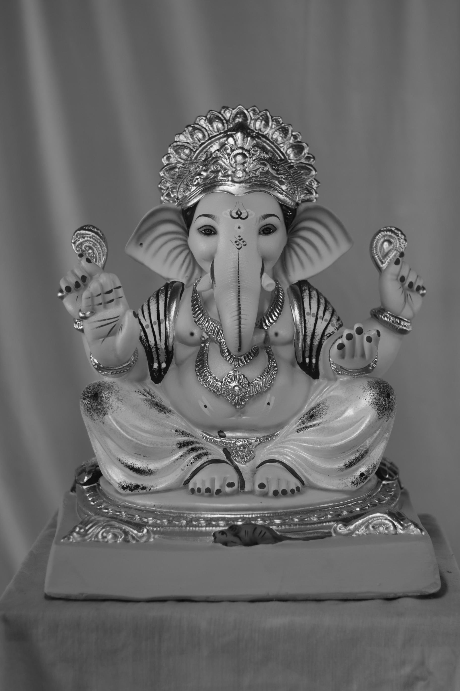 Gol Mhaisuri Ganpati | Eco Friendly Shadu Mati Ganpati | 16 Inches Height | MSKK-0039-SHA-16-GOLMH-PSKK-DNOA-VXX