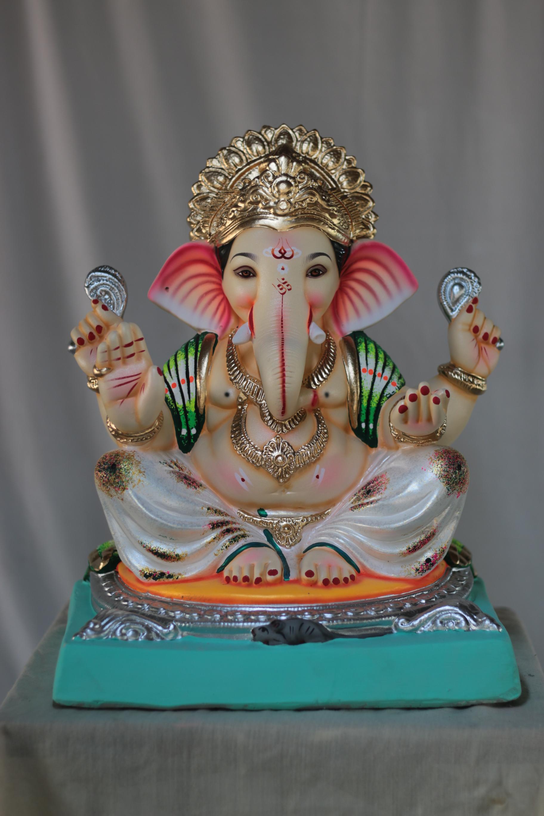 Gol Mhaisuri Ganpati | Shadu Mati Ganpati | 16 Inches Height | MSKK-0039-SHA-16-GOLMH-PSKK-DNOA