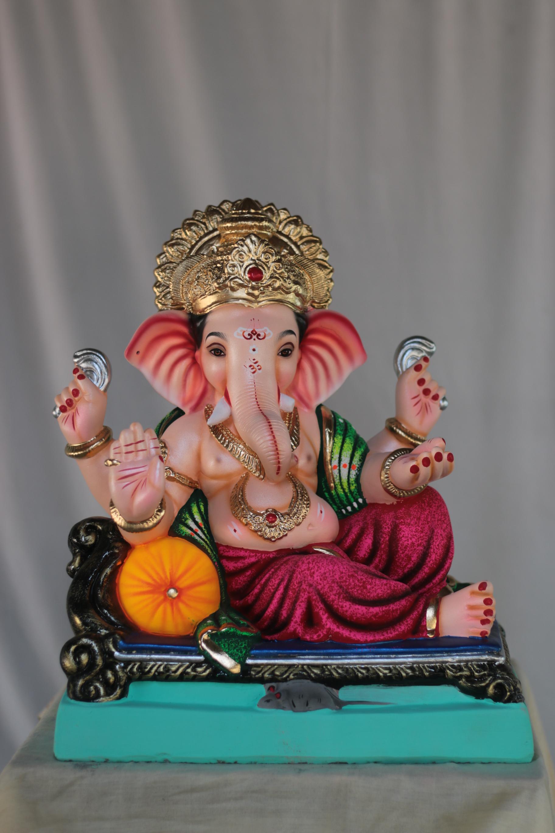 Raajeshahi Ganpati | Shadu Mati Ganpati | 17 Inches Height | MSKK-0043-SHA-17-RAAJE-PSKK-DNOA