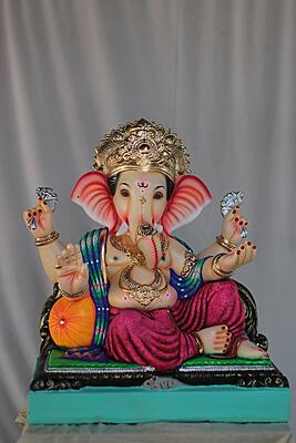 K K Peshwa Ganpati | Shadu Mati Ganpati | 18 Inches Height | MSKK-0048-SHA-18-KKPES-PSKK-DNOA