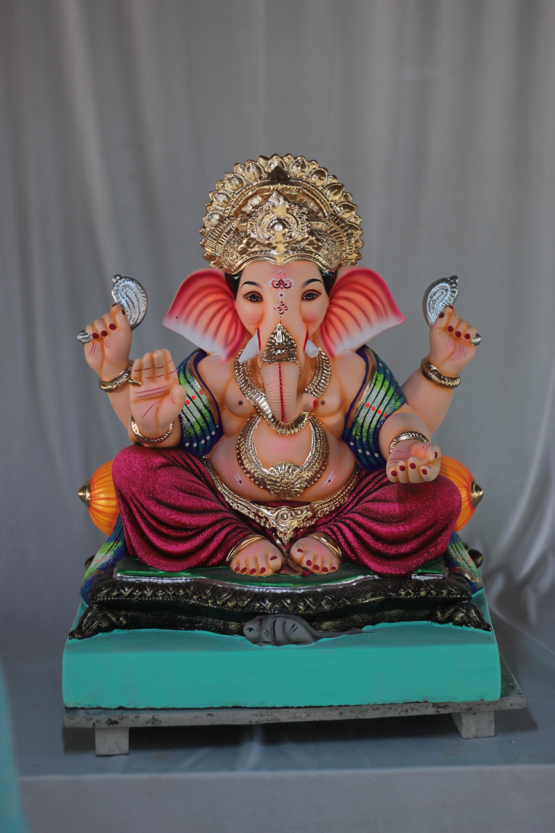 Double Load Mhaisuri Ganpati | Shadu Mati Ganpati | 21 Inches Height | MSKK-0053-SHA-21-DOUBL-PSKK-DNOA
