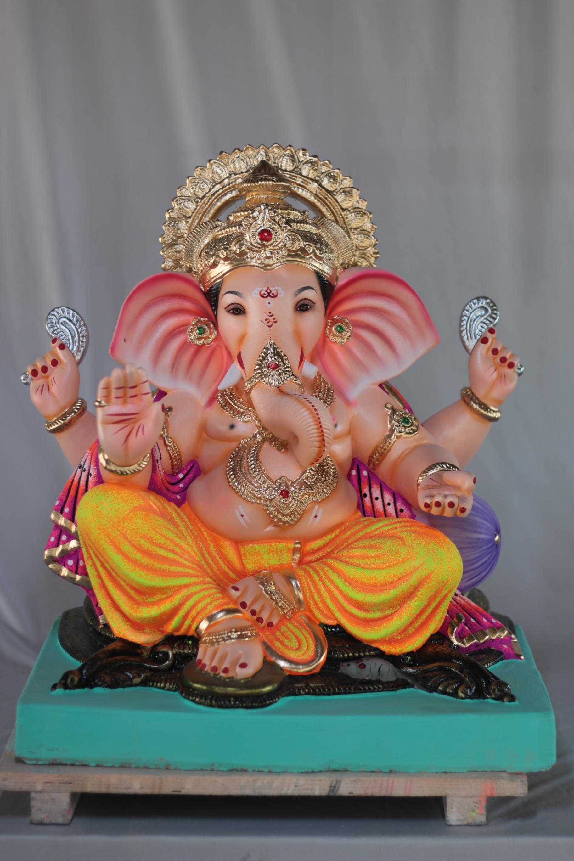 Motha Kaan Ganpati | Shadu Mati Ganpati | 21 Inches Height | MSKK-0060-SHA-21-MOTHA-PSKK-DNOA