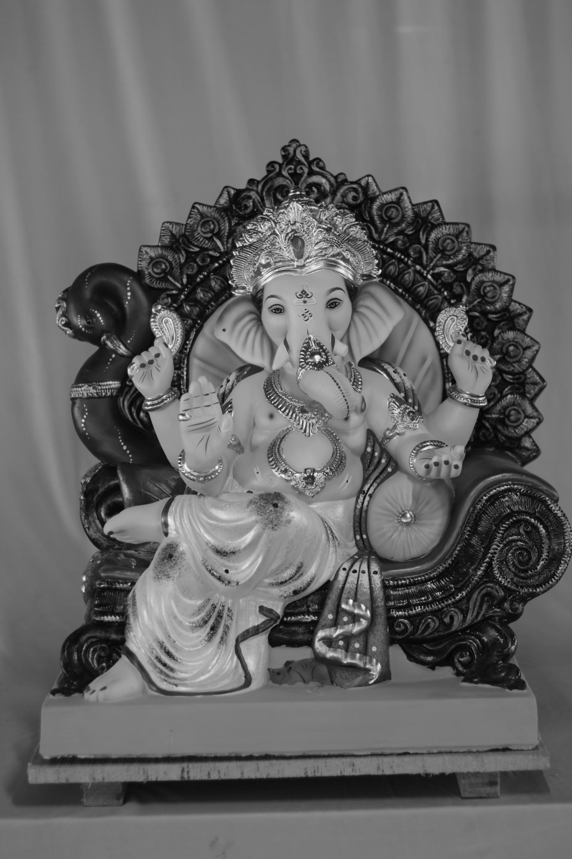 Mayur Furniture Ganpati | Eco Friendly Shadu Mati Ganpati | 23 Inches Height | MSKK-0061-SHA-23-MAYUR-PSKK-DNOA-VXX