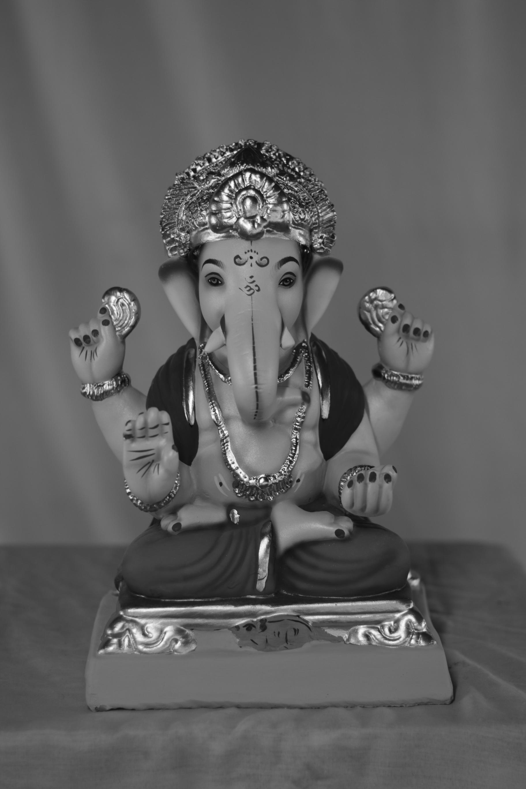 Chaurang Ganpati | Eco Friendly Shadu Mati Ganpati | 12 Inches Height | MSKK-0070-SHA-12-CHAUR-PSKK-DNOA-VXX