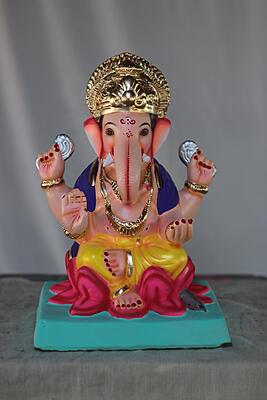 Kamal Ganpati | Shadu Mati Ganpati | 13 Inches Height | MSKK-0072-SHA-13-KAMAL-PSKK-DNOA