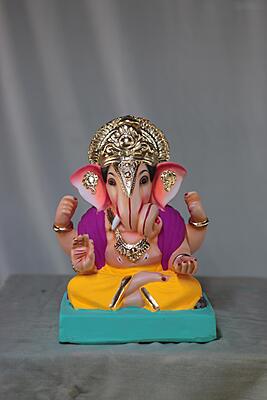 Dagdusheth Ganpati | Shadu Mati Ganpati | 10 Inches Height | MSKK-0074-SHA-10-DAGDU-PSKK-DNOA