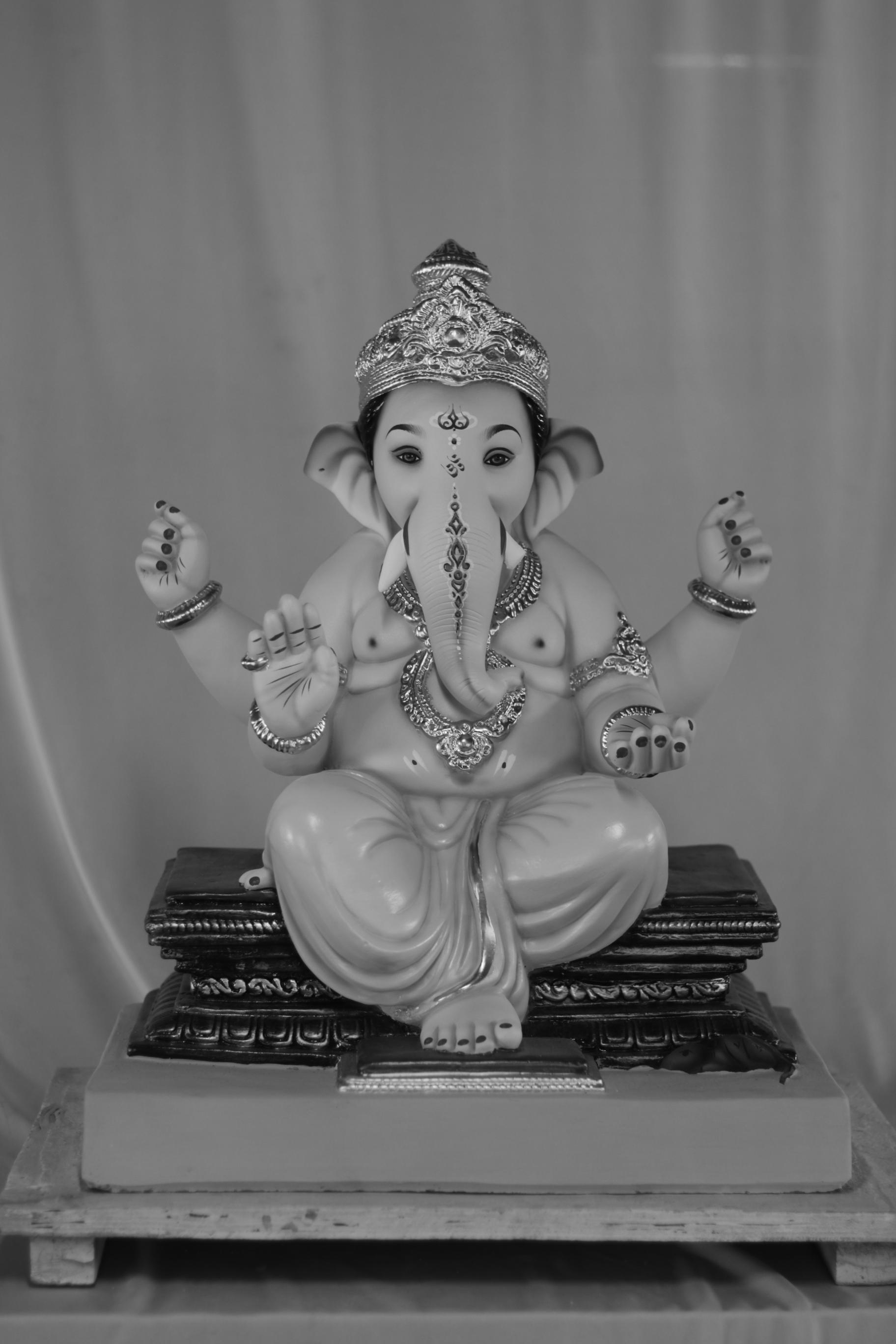 Chaurang Ganpati | Eco Friendly Shadu Mati Ganpati | 21 Inches Height | MSKK-0079-SHA-21-CHAUR-PSKK-DNOA-VXX