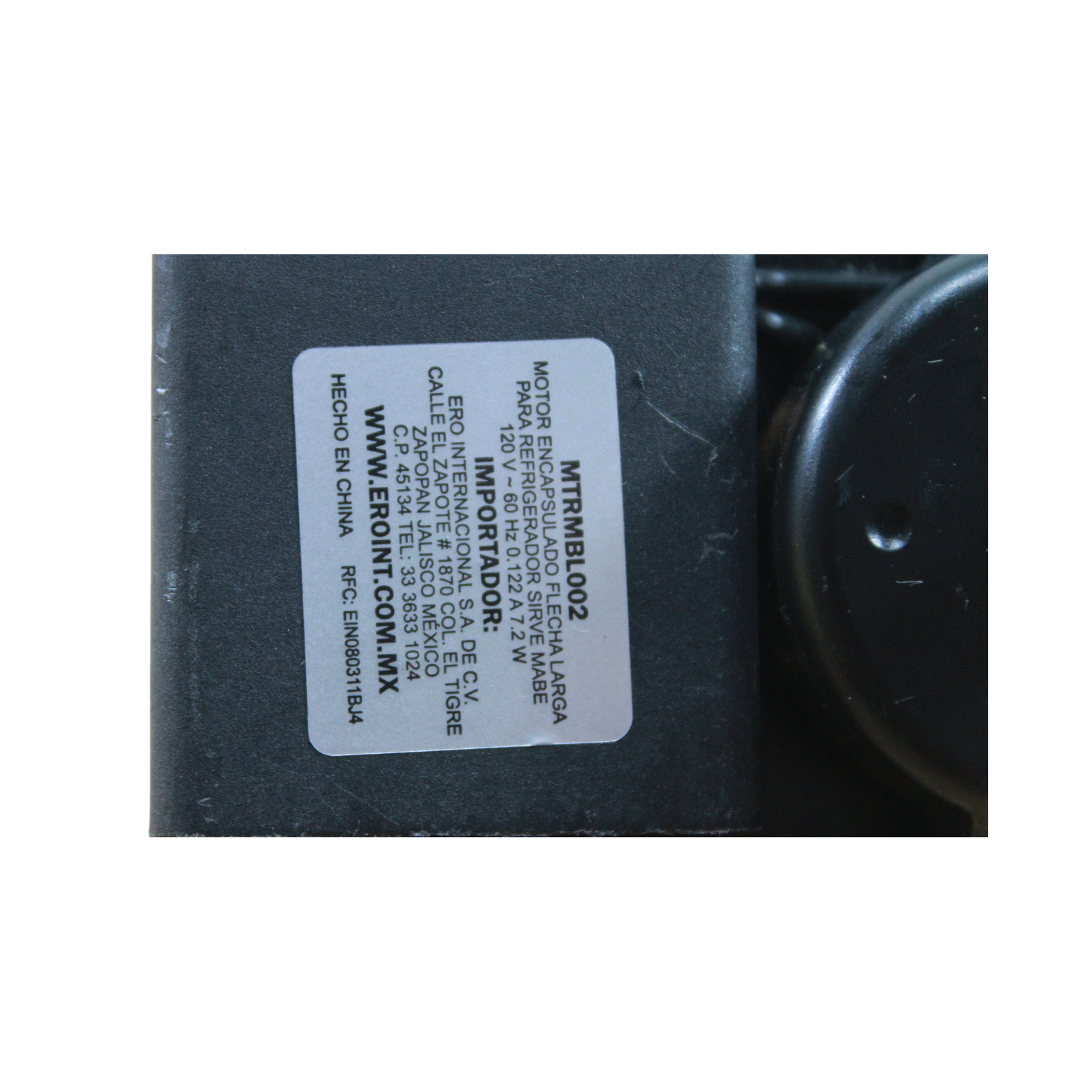 Motor para Refrigerador Domestico HZ 60, RPM 2500, Voltaje 120, Amperes 0.122, Watts 7.5, MTRMBL002 ERO