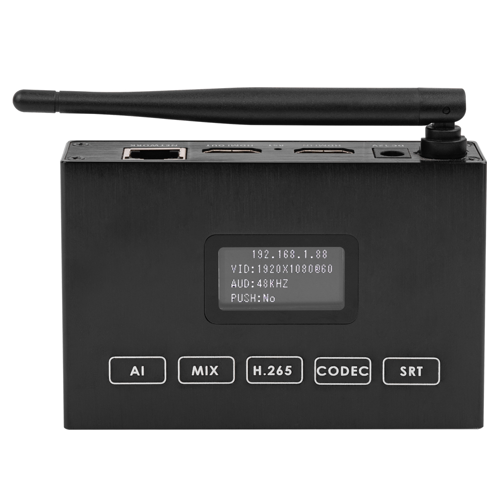 H.265 1080P WiFi HDMI Encoder/Decoder w/Built-in OLED Screen & Loopout | 3ch RTSP, USB2.0 Rec, ONVIF/Hikvision for Live Streaming & Mobile IPTV