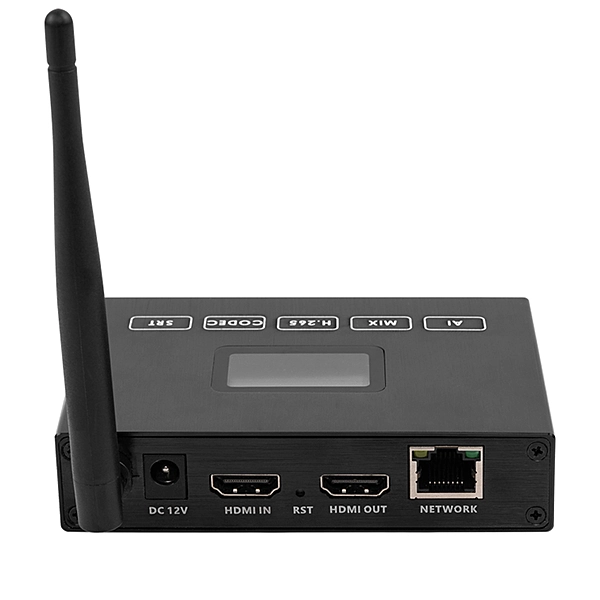 H.265 1080P WiFi HDMI Encoder/Decoder w/Built-in OLED Screen & Loopout | 3ch RTSP, USB2.0 Rec, ONVIF/Hikvision for Live Streaming & Mobile IPTV